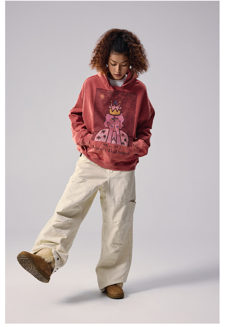 Remedy Washed Distressed Print Hoodie