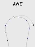 AWE Blue Bean Silver Chain Necklace