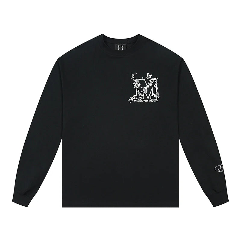 MEDM Big M Butterfly Vine Embroidered Long Sleeve Tee