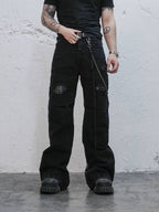UNDERWATER Snakeskin Deconstructed Patchwork Flared Jeans