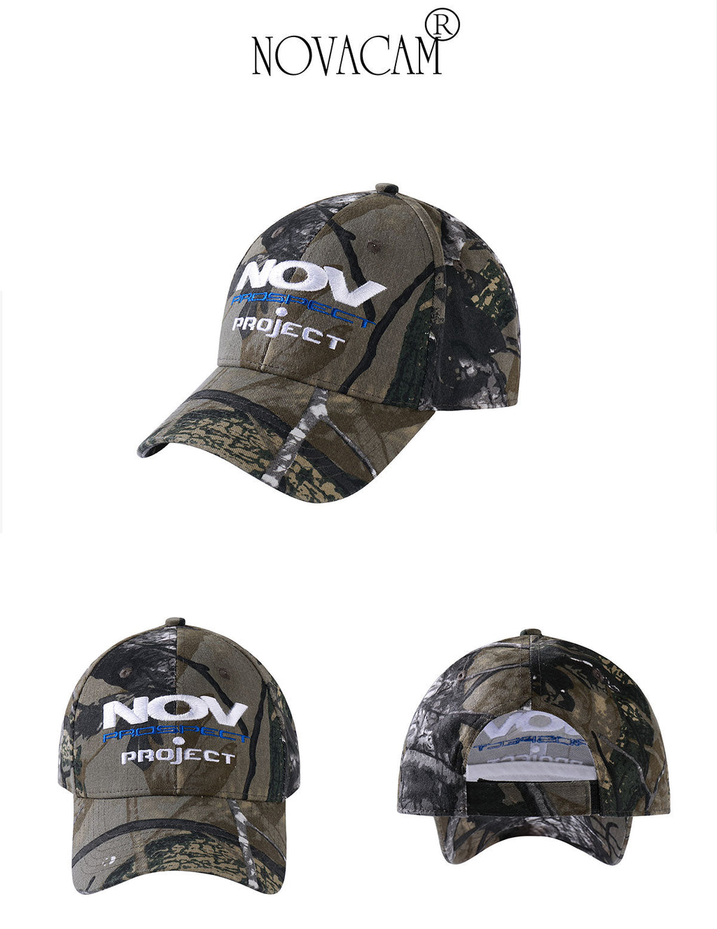 NOVACAM Tree Camo NOV Logo Embroidered Dad Hat