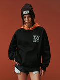 YADcrew Twisted Plaid Hood Pearl Leather Logo Hoodie