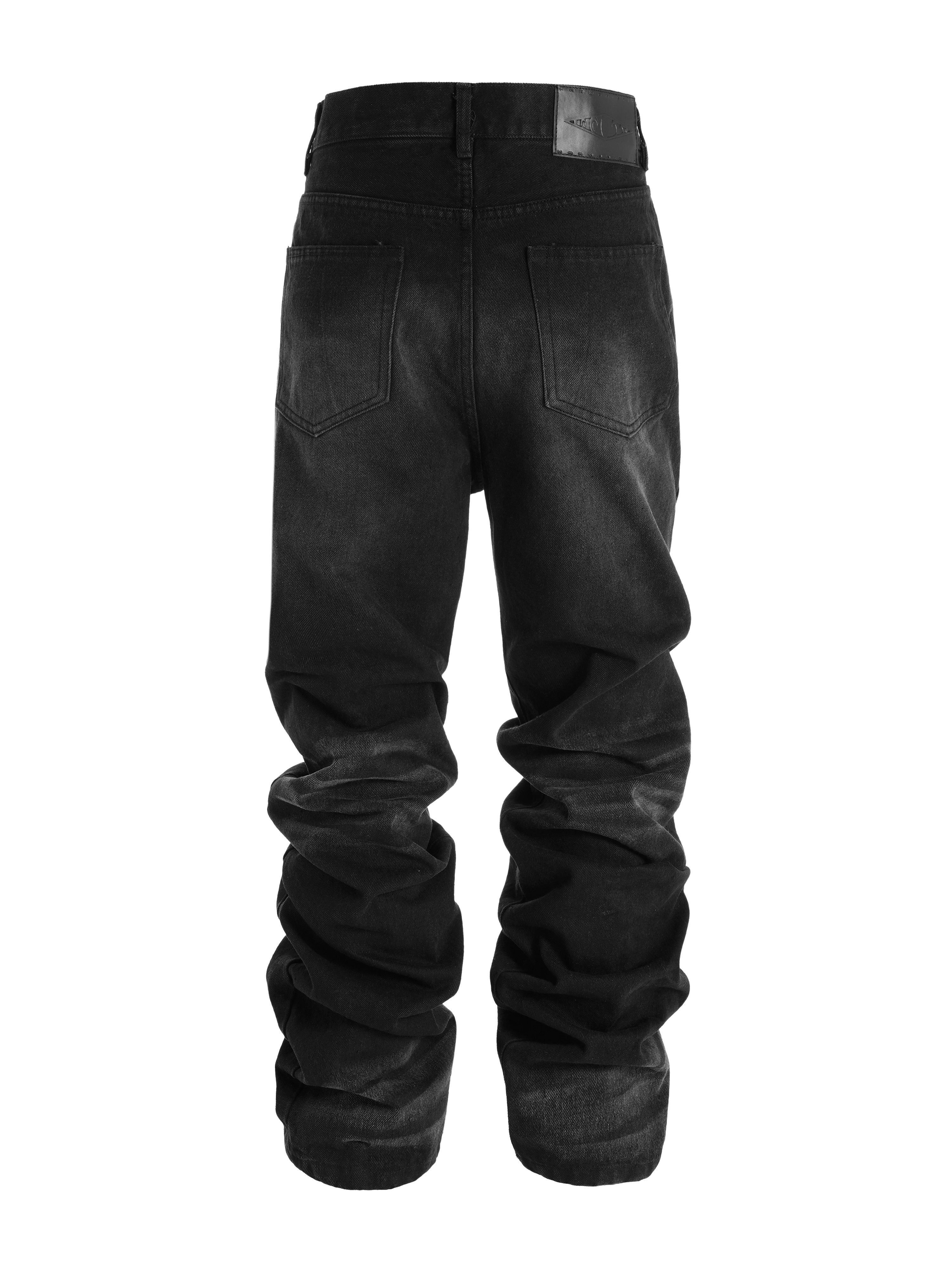 KARMANISTIC Rivet Zipper Fly Washed Flared Jeans