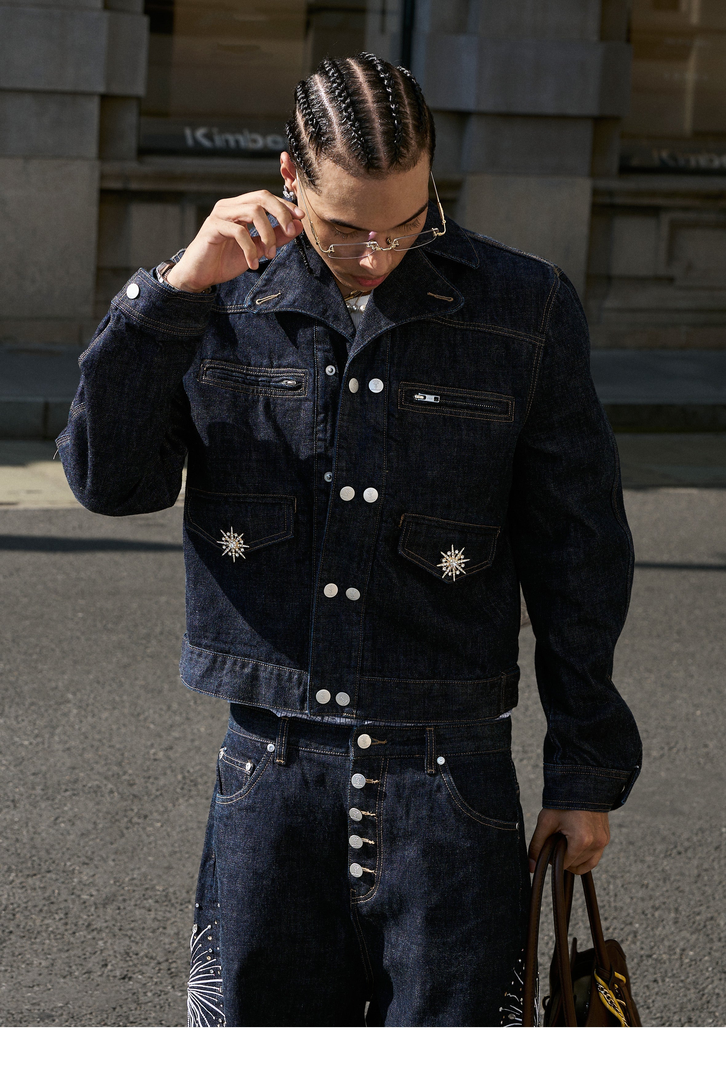 STEEPC Double Breasted Denim Jacket