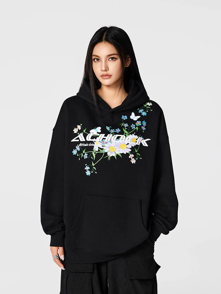 Achock Foam Printed Flower Hoodie
