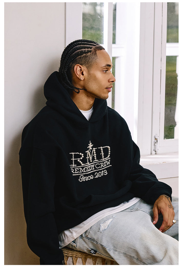 Remedy RMD Pearl Letter Embroidered Hoodie