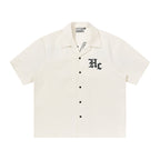 Harsh and Cruel Gothic Word Embroidered Cuban Shirt