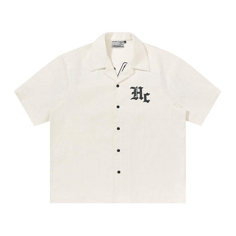 Harsh and Cruel Gothic Word Embroidered Cuban Shirt