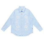 EMPTY REFERENCE Printed Blue Plaid Long Sleeve Shirt