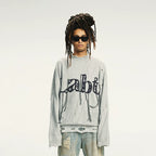 Labt Fringe Lanyard Logo Distressed Knit Sweater