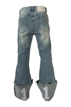 KARMANISTIC Cutoff Washed Flared Jeans