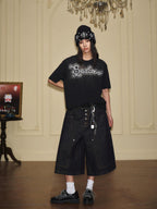 YADcrew Galaxy Rhinestone 3D Logo Embroidered Tee