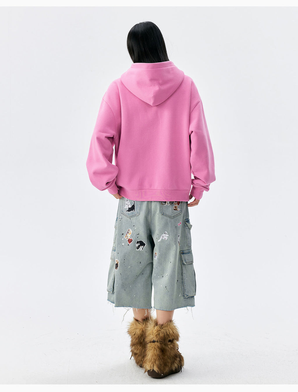 MEDM Flower Embroidered Zip Up Hoodie