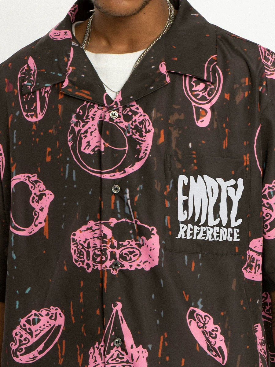 EMPTY REFERENCE Jewelry Full Printed Short Sleeve Shirt