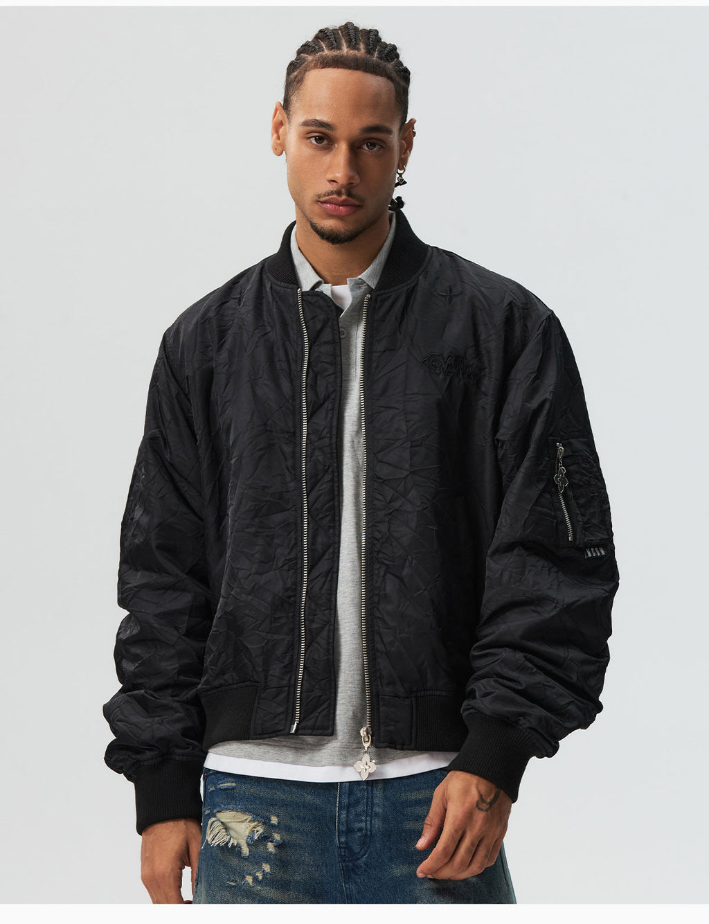 MEDM Crinkled Nylon MA-1 Bomber Jacket