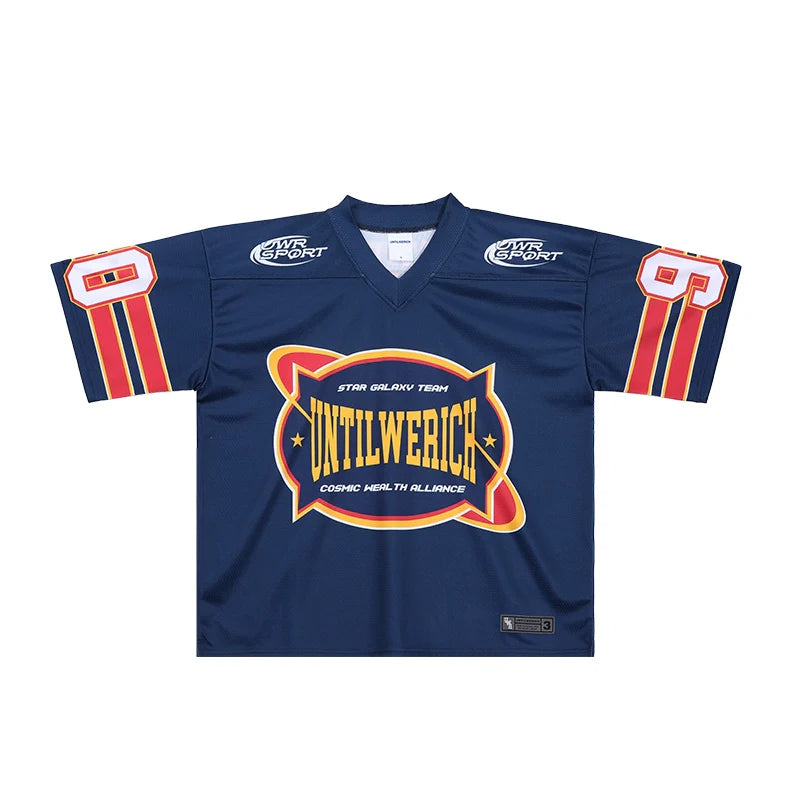 UNTILWERICH Vintage Graphic Mesh Hockey Jersey