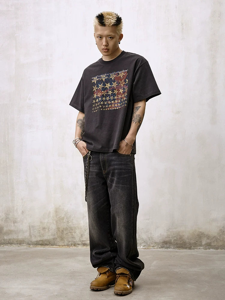 Remedy Double Layer Back Pocket Side Stitch Washed Jeans