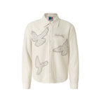 YADcrew Peace Dove Hollow Mesh Long Sleeve Shirt