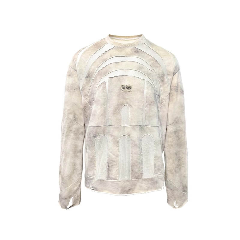 Night Lab Church Patchwork Sheer Distressed Long Sleeve Tee