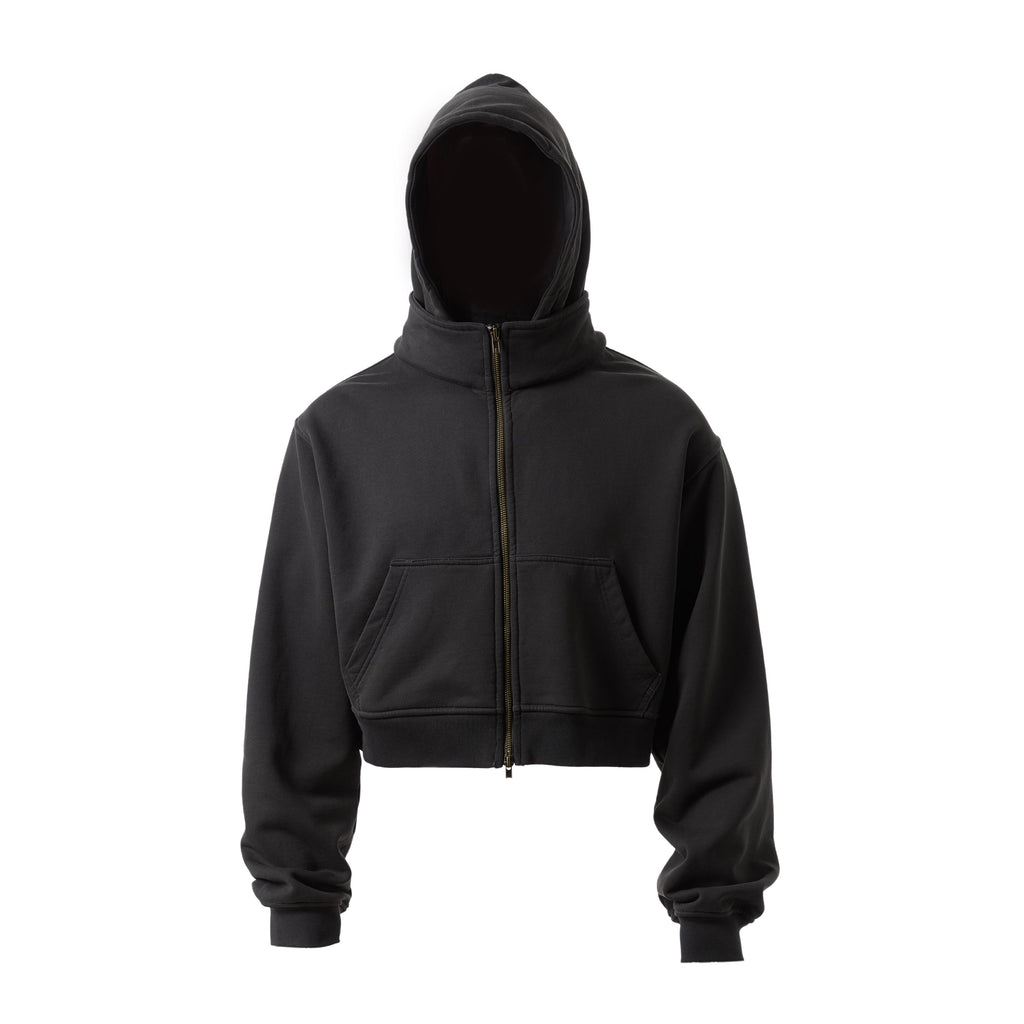 STEEPC Fake Two Piece Collar Boxy Crop Zip Hoodie