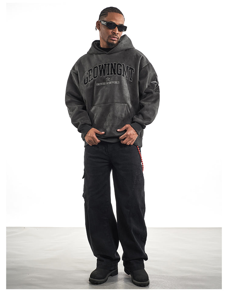 F3F Select Embroidered Faux Suede Hoodie