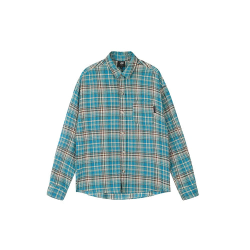 Achock Blue Plaid Long Sleeved Flannel Shirt