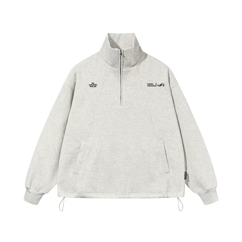 Harsh and Cruel Half Zip Stitched Pullover Sweatshirt
