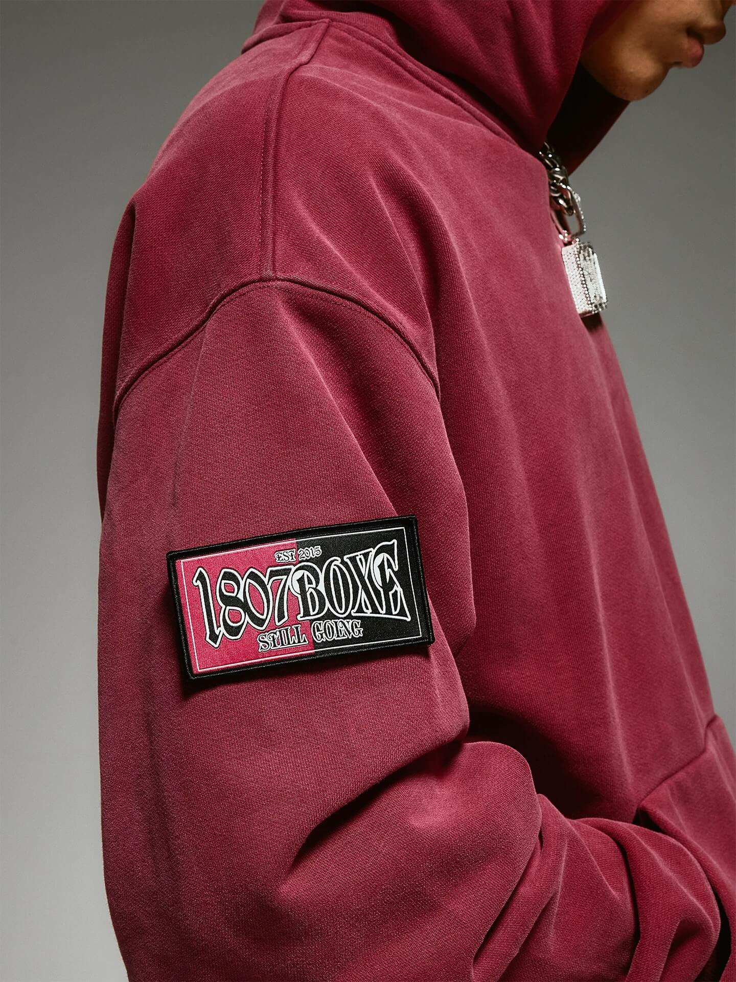 1807 BOXE Vintage Printed Washed Hoodie