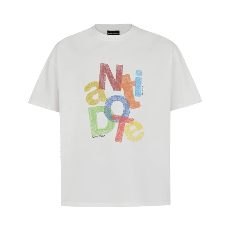ANTIDOTE Colorful Crayon Print Tee