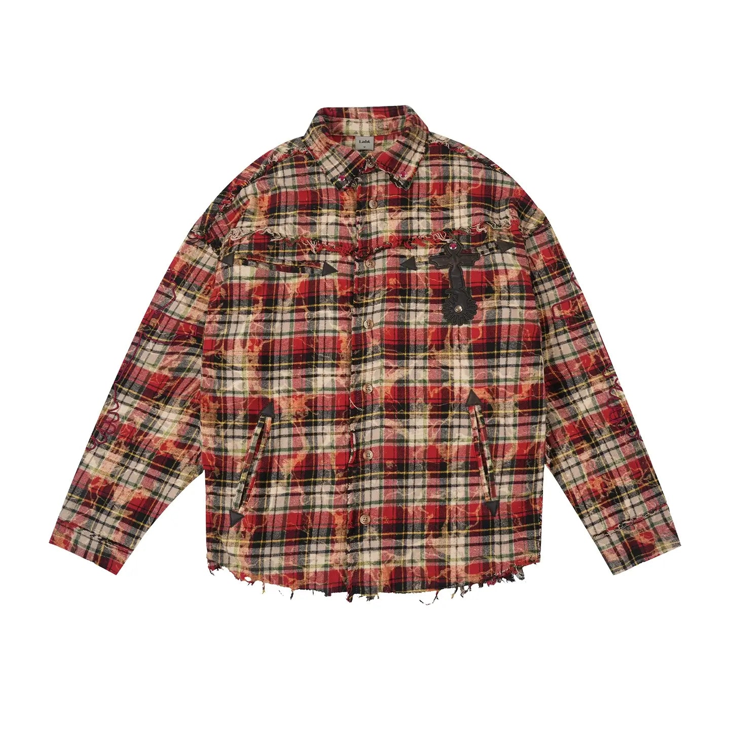 Labt Western Plaid Frayed Flannel Long Sleeve Shirt