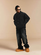 1807 Cat Whiskers Washed Black Denim Jacket