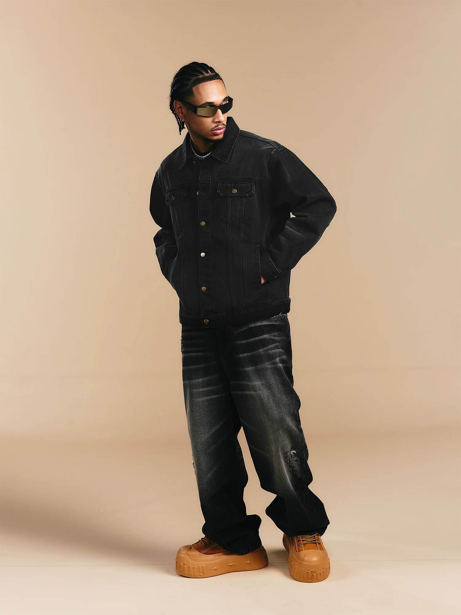 1807 Cat Whiskers Washed Black Denim Jacket