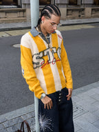 STEEPC Vertical Stripe Brushed Knit Polo Sweater