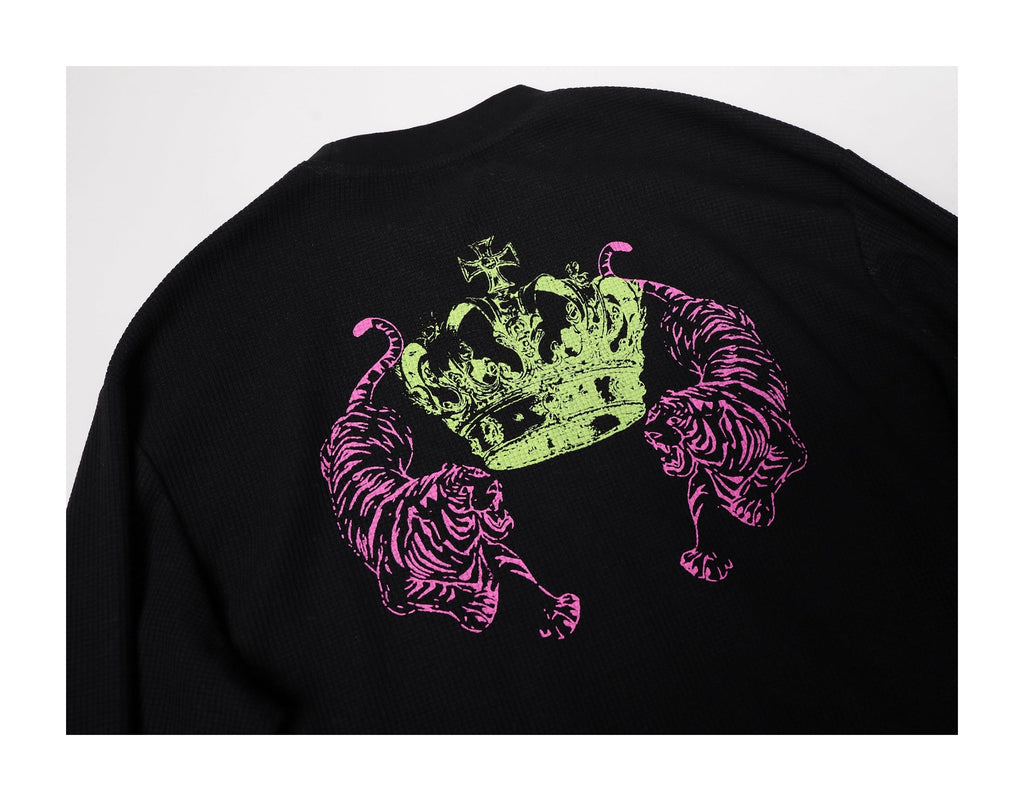 KARMANISTIC Printed Waffle Long Sleeve Tee