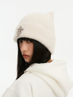 Small Town Kid Cat Ears Metal Logo Beanie
