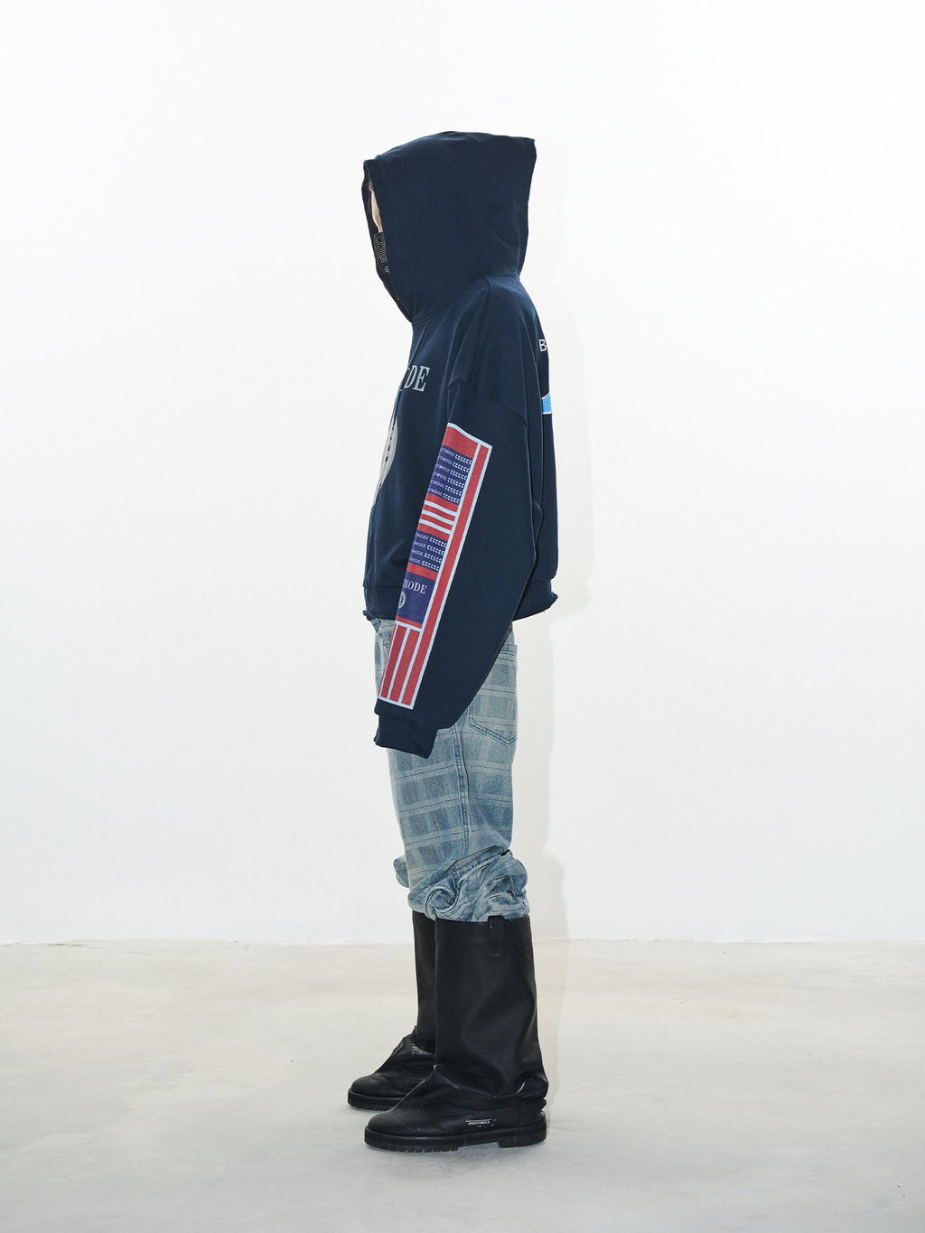 BLIND NO PLAN Reconstructed Printed Embroidered Hoodie