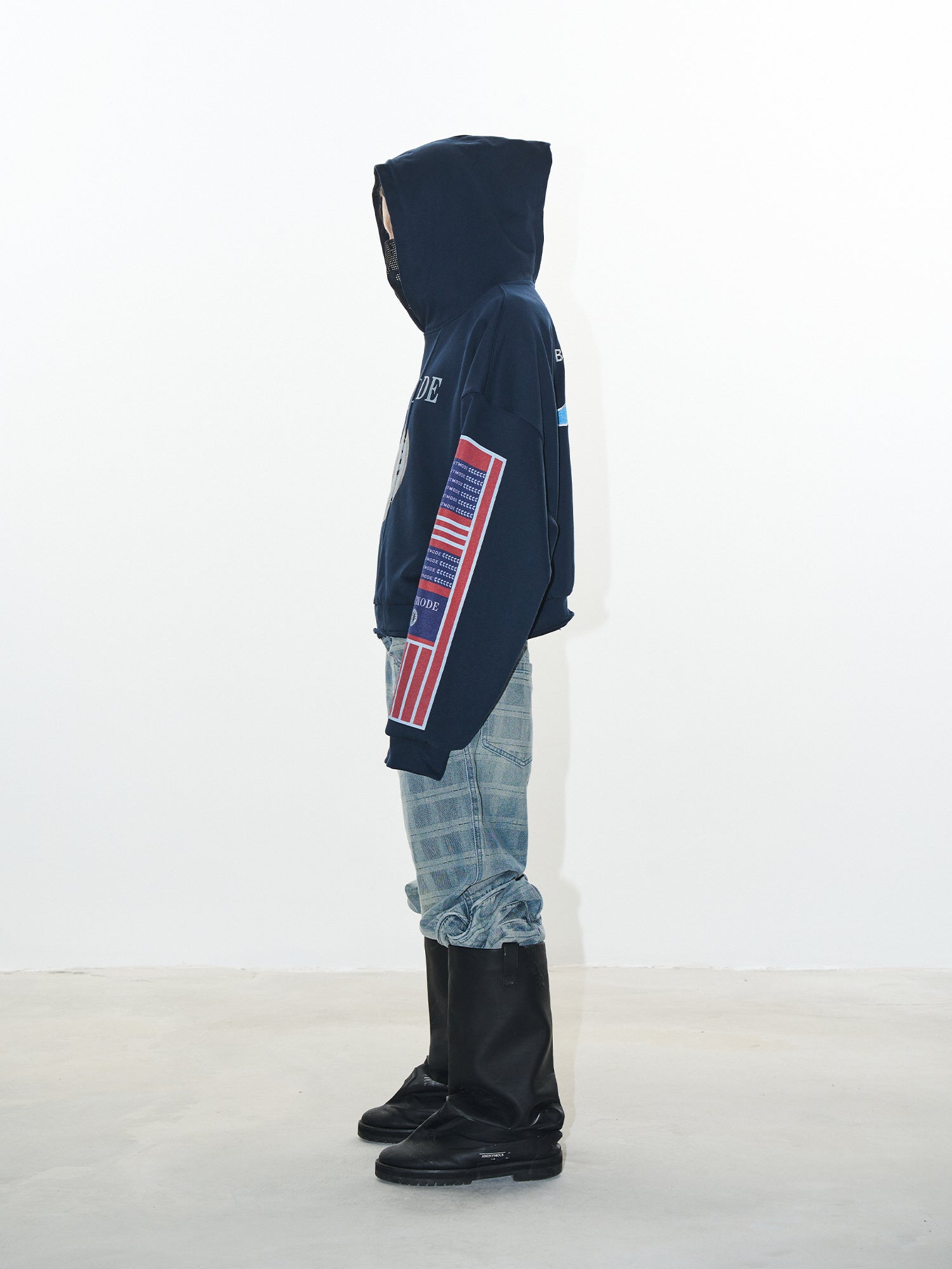 BLIND NO PLAN Reconstructed Printed Embroidered Hoodie