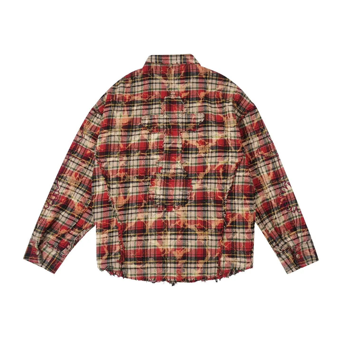 Labt Western Plaid Frayed Flannel Long Sleeve Shirt