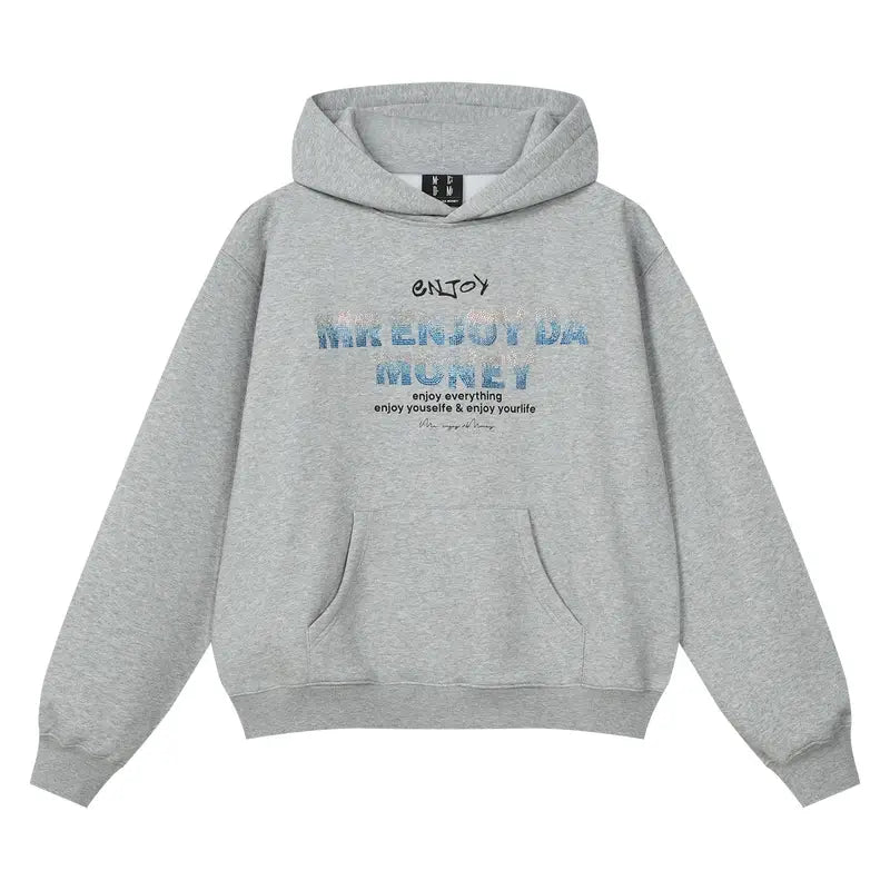 MEDM Flame Rhinestone Embellished Hoodie