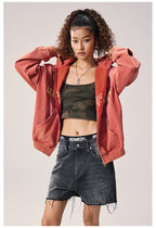 Remedy Washed Patch Embroidered Zip Up Hoodie
