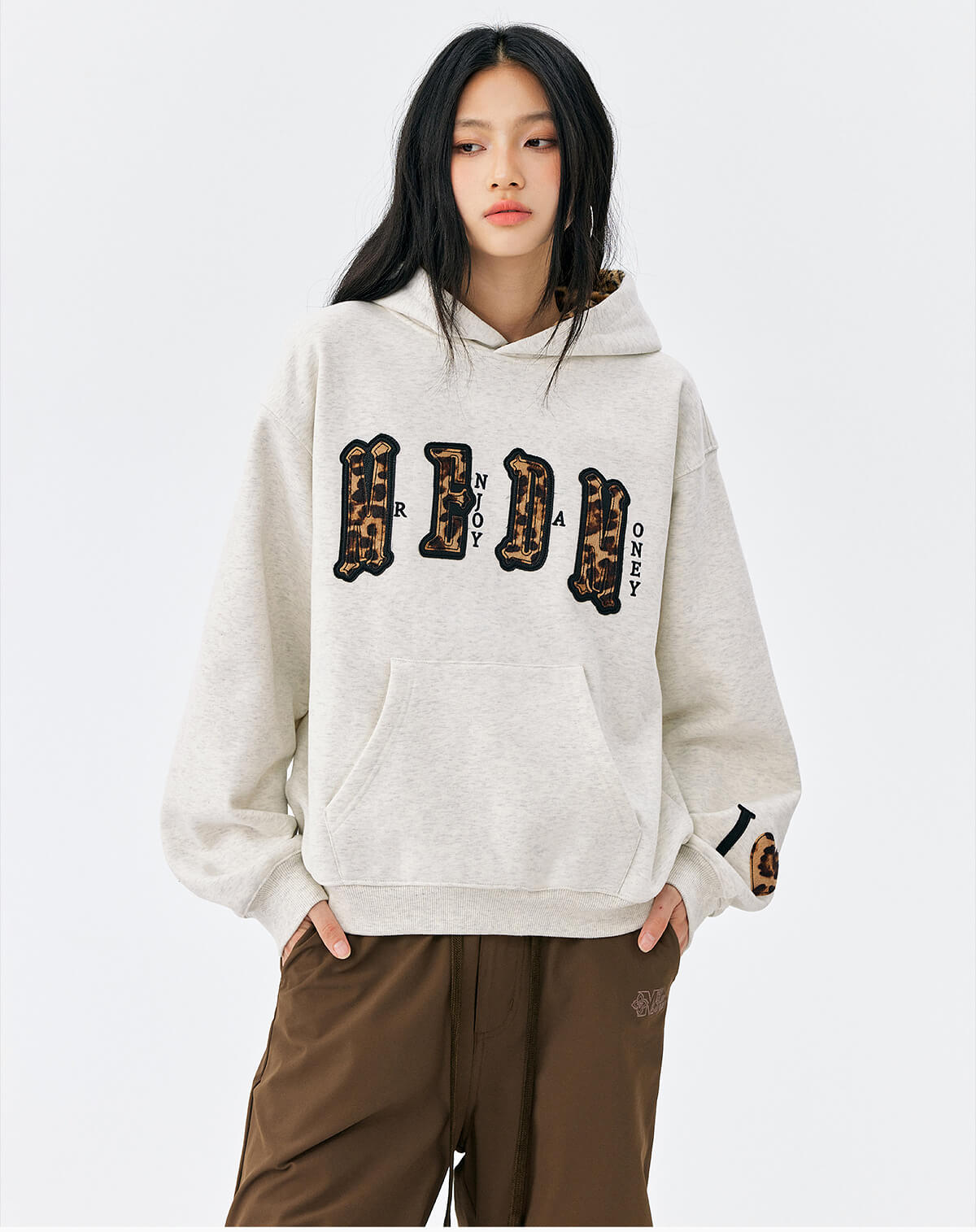 MEDM Leopard Faux Fur Layered Hoodie