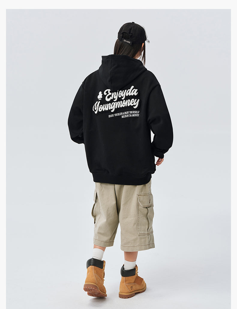 MEDM Towel Applique Embroidery Zip-Up Hoodie