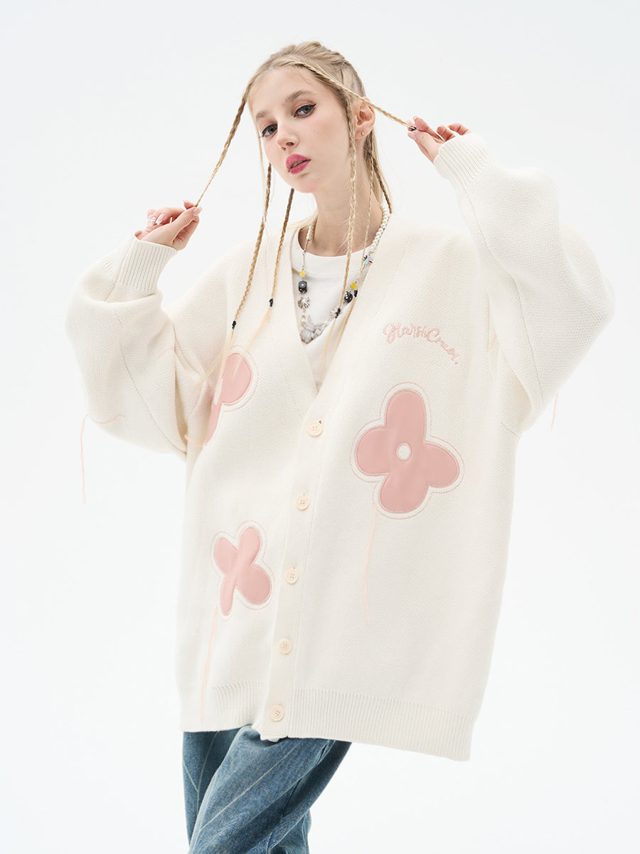 Harsh and Cruel Hand painted Flowers Knitted Cardigan