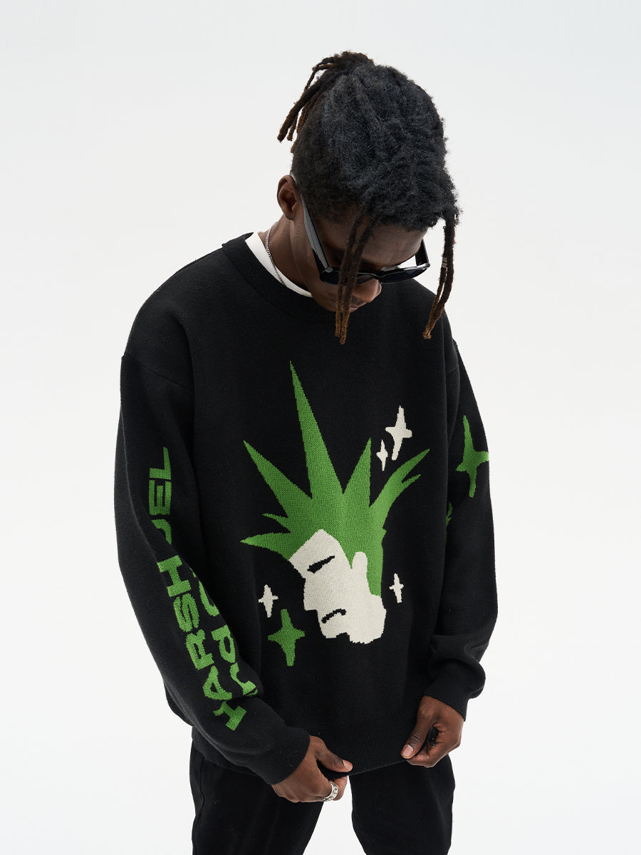 Harsh and Cruel Punk Head Knit Sweater