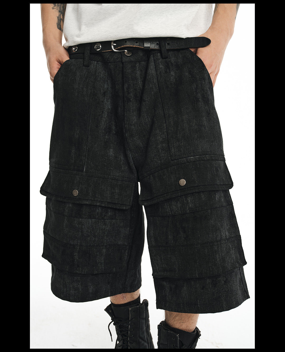 NOVACAM Camouflage & Black Baggy Work Cargo Shorts