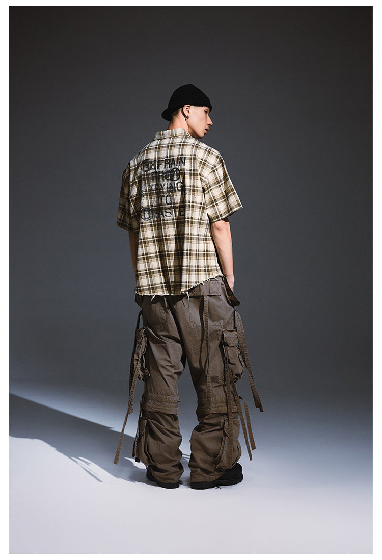 Remedy Skull Print Plaid Short Sleeve Shirt