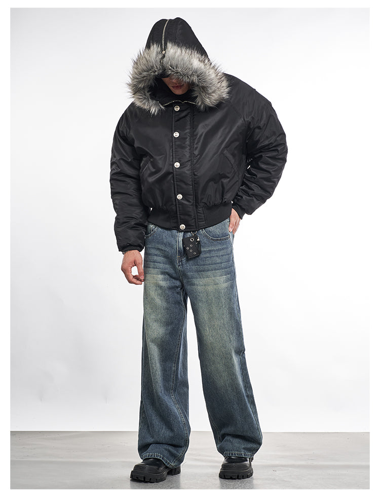 F3F Select Faux Fur Hooded MA-1 Bomber Jacket