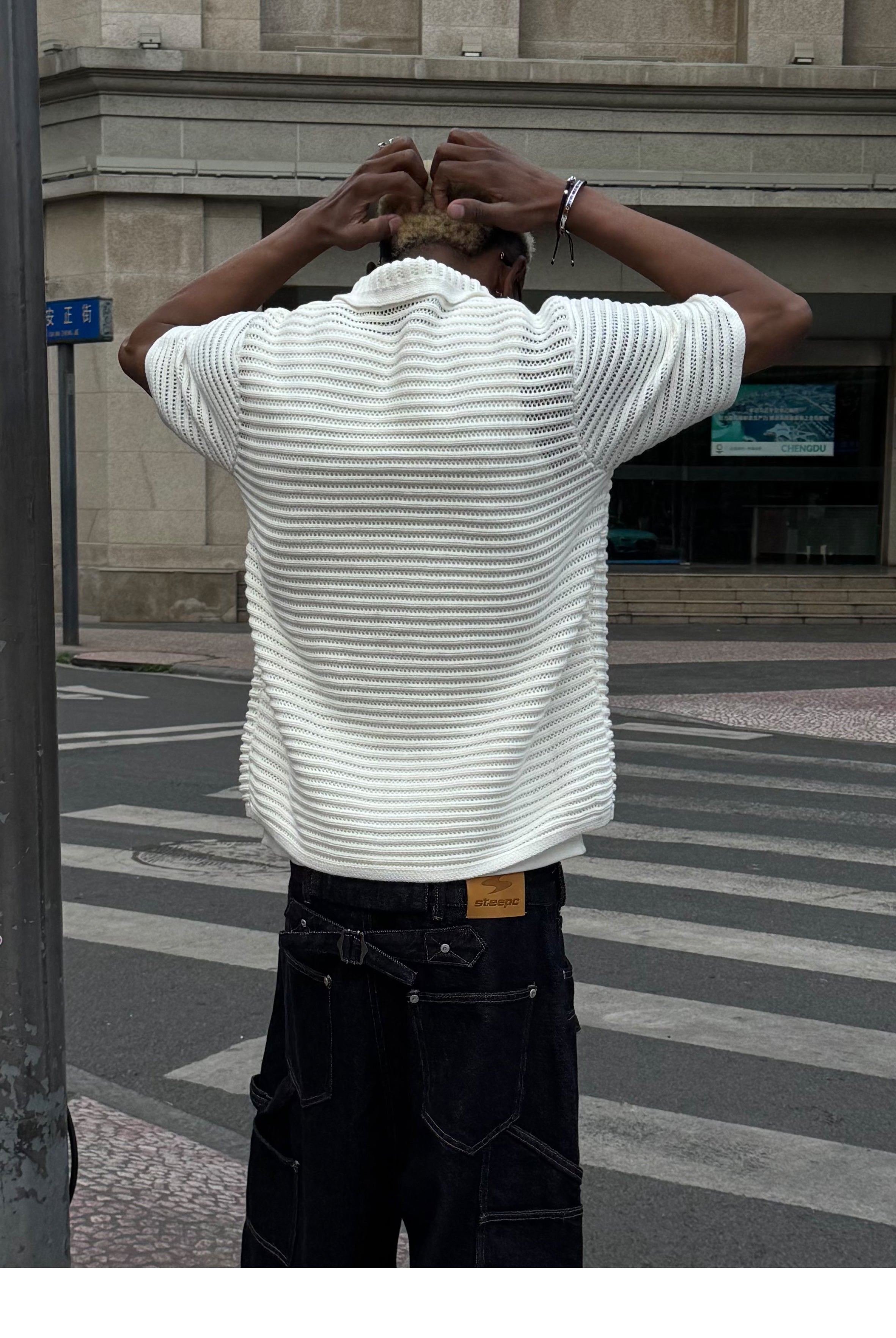 STEEPC Jacquard Short Sleeve Knit Shirt