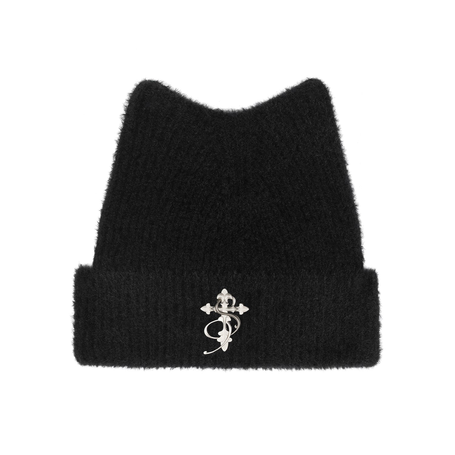 Small Town Kid Cat Ears Metal Logo Beanie