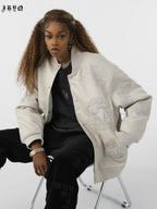 JHYQ Embroidered  PU Leather Baseball Jacket